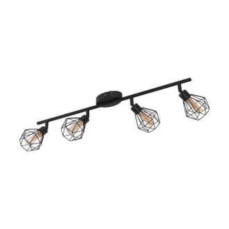 Loops Flush 4 Spots Ceiling Light Colour Black Shade Amber Glass Bulb G9 4x3W