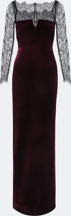 Roland Mouret Abito lungo in velluto con pizzo