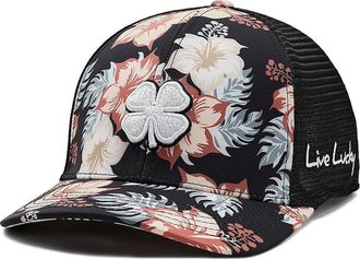 Black Clover Island Luck 37 Adjustable Hat Baseball Caps Black Tropical Hat/Black Mesh/White Clover, Polyester