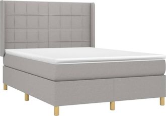 vidaXL Vidaxl - Cama Box Spring Con Colch&oacute;n Tela Gris Claro 140x200 Cm