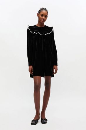 Ganni Black Velvet Dress - Size 10/12