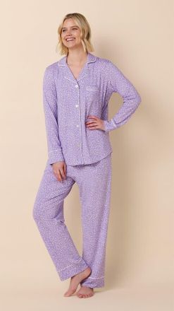 The Cats Pajamas Pima Knit Long-Sleeved Pajama in Confetti Dot Lilac at Nordstrom, Size X-Small