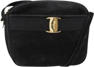 Ferragamo Pre-owned Cross Body Bags, female, Black, Size: ONE SIZE Pre-owned Suede Crossbody Bag