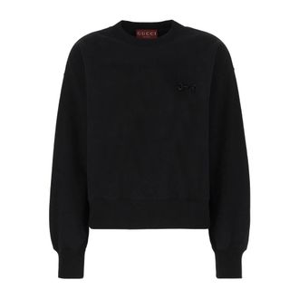 Gucci Sweatshirt van katoenen jersey met borduursel - Dames - Sweatshirts - Zwart - S - Katoen - Hoodies & sweatvesten