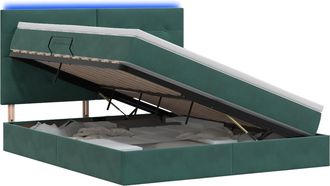 vidaXL Cama De Almacenamiento Led Con Colch&oacute;n Verde Oscuro Vidaxl