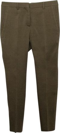 Burberry Olive Green Wool and Silk Blend Trousers Size S