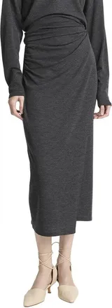 Vince Waist Draped Wool-Blend Midi Skirt