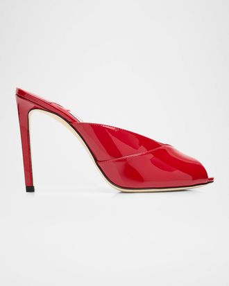 Jimmy Choo London Brigitte 100mm Patent Leather Mule Pumps