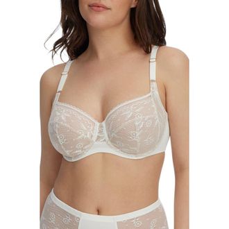 Skarlett Blue Lacy Full Coverage Underwire Bra in White at Nordstrom, Size 34Ddd
