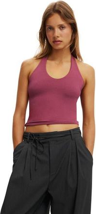 Cotton On Womens All Day V Neck Halter in Rich Plum at Nordstrom, Size Xx-Small