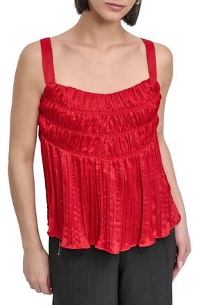 DKNY Crushed Pleats Sleeveless Top in Summer Cherry at Nordstrom, Size X-Small