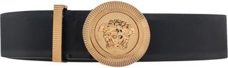 Versace Riem met decoratieve gesp - Dames - Riemen - Zwart - 80 CM - Leer - Accessoires