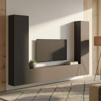 Dmora Pared Equipada Ddurmis, Conjunto De Sal&oacute;n Mueble De Tv Con 3 Puertas, Mueble De Sal&oacute;n Polivalente, 100% Made In Italy, Cm 260x30h180, Blanco Brillante