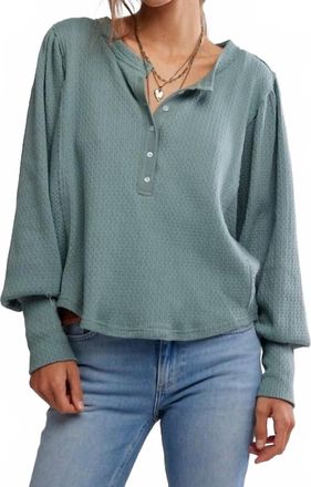 Free People Quinn Knit Thermal Sweater In Jade Ash