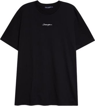 Dolce & Gabbana Beauty Embroidered Logo T-Shirt in N0000 Black at Nordstrom, Size 38 Us