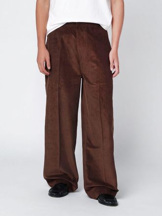 Ami Pantaloni wide leg in velluto a coste di cotone con chiusura a scomparsa