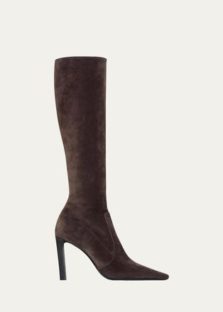 Saint Laurent 95mm Suede Knee-High Boots