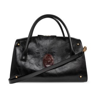 Versace Ruime Grote Leren Duffel Bag - Heren - Handtassen - Zwart - ONE Size - Leer - Tassen