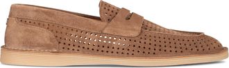 Dolce & Gabbana Mens Suede Loafers Hazelnut Calfskin