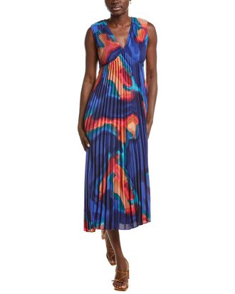 Nicole Miller Accordion Pleated Midi Dress