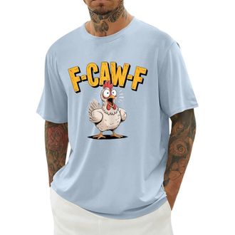 Generic Yellow T Shirt, F-CAW-F Mens T Shirt Funny Chicken Scream Shirts Novelty Rooster Graphic Design Tees Short Sleeve Crew Neck Tops Blouse Lightweight Ca