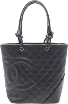 Chanel Pre-owned Cambon Line Lambskin Shoulder Bag - Dames - Vintage Shopper - Zwart - ONE Size - Leer - Vintage