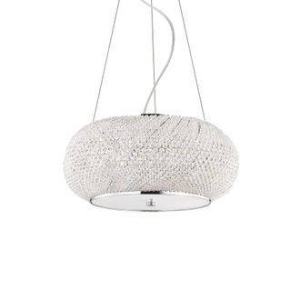 Netlighting Pasha 6 Light Ceiling Pendant Chrome with Crystals E14 in Clear