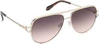 Quay High Key Twist Fashion Sunglasses Gold/Brown, Gunmetal Tone/Polycarbonate