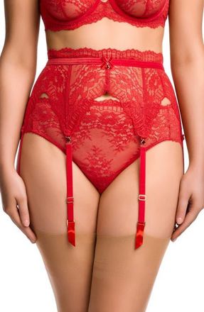 Dita Von Teese Floradora Lace Garter Belt in Flame at Nordstrom, Size Medium