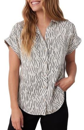 Cloth & Stone Print Linen Button-Up Shirt in Cool Sand at Nordstrom Rack, Size X-Small