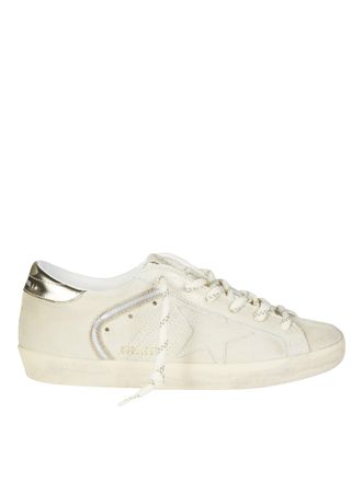 Golden Goose Beige Suede Silver Heel Super-Star Sneakers
