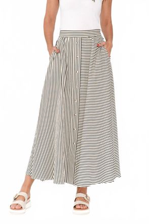 Brave & True Lucy Skirt In White With Black Stripe