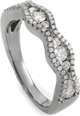 Luxury Bazaar Anello a fascia in oro bianco 18 carati con diamanti - Argento