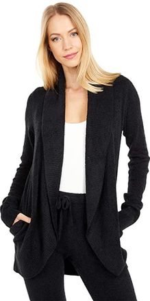 Barefoot Dreams Cozychic Lite Circle Cardi Womens Clothing Black : LG (US 12-14), Rayon/Nylon