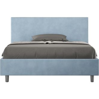 ITYhome Letto una piazza e mezza rivestito in Microfibra - adele - Dimensione Rete: 130x190 - Colore: Azzurro - Tipologia Letto: Senza Rete