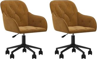 vidaXL Vidaxl - Sillas De Comedor Giratorias 2 Unidades Terciopelo Marr&oacute;n