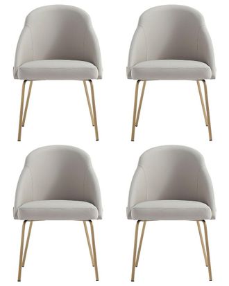 Manhattan Comfort Set Of 4 Gracie Modern Leatherette Dining Chairs With Steel Legs