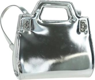 Ferragamo Pre-owned Mini Bags, female, Gray, Size: ONE SIZE Pre-owned Patent Leather Mini Bag