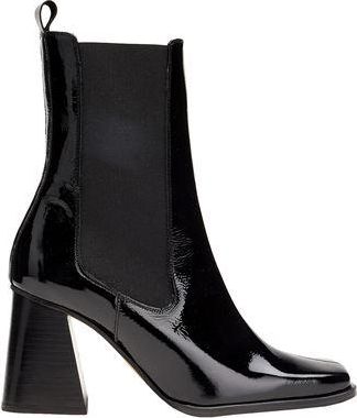 8 by YOOX PATENT SQUARE TOE ANKLE BOOTS