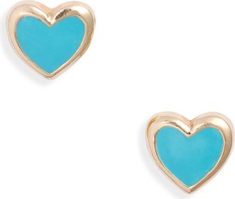 Anzie Enamel Heart Stud Earrings in Blue at Nordstrom