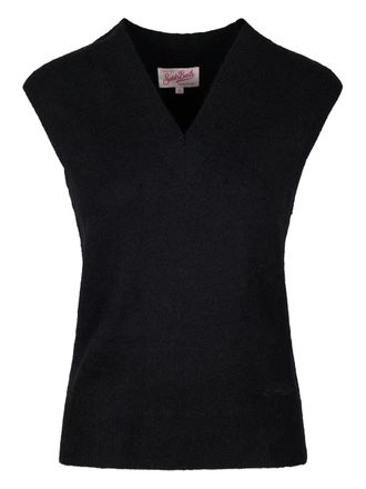 MC2 Saint Barth v-neck sleeveless top - women - Wool/Polyamide/Spandex/Elastane/Alpaca - M - Black