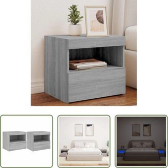 vidaXL Comodini moderni - Comodini con Luci LED 2pz Grigio Sonoma 50x40x45 cm