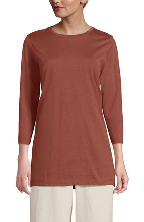 Lands End 3/4 Sleeve Cotton Supima Tunic in Earthen Clay at Nordstrom, Size X-Large P