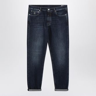 Brunello Cucinelli Brunello Cucinelli - Blau gewaschene Jeans mit umgeschlagenem Saum