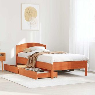 vidaXL Estructura De Cama Sin Colch&oacute;n Madera Maciza Marr&oacute;n 90x190 Cm Vidaxl