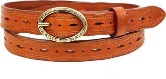 OLD TREND Vintage Genuine Leather Perforated Classic Detail Belt in Camel at Nordstrom, Size Medium