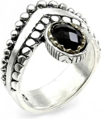 Jalan Jalan 925 Zilveren Onyx Ring - Dames - Ringen - Zwart - 54 MM - Accessoires