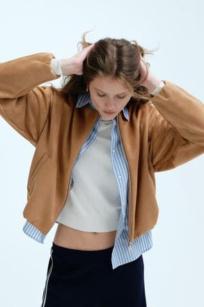 H&M Oversized Jersey Jacket in Dark Beige at Nordstrom, Size Xx-Large
