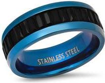 HMY Jewelry Mens Blue Stainless Steel Black Simulated Diamond Band Ring in Blue/Black at Nordstrom Rack, Size 12