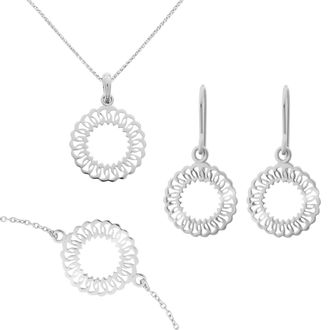 Orphelia Amada Dames 925 Sterling Zilver Set: Armband + Oorbellen + Ketting - Zilver SET-7075